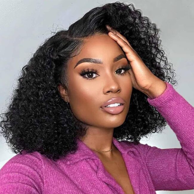 13x6 Bob Frontal Lace Wig – Deep Curly Virgin Human Hair, Pre Plucked, HD Transparent Lace Frontal Wigs - Image 7