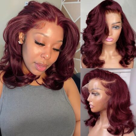13x6 Short Loose Body Wave Frontal Lace Wig – Human Hair, Pre Plucked, Glueless Design for Women