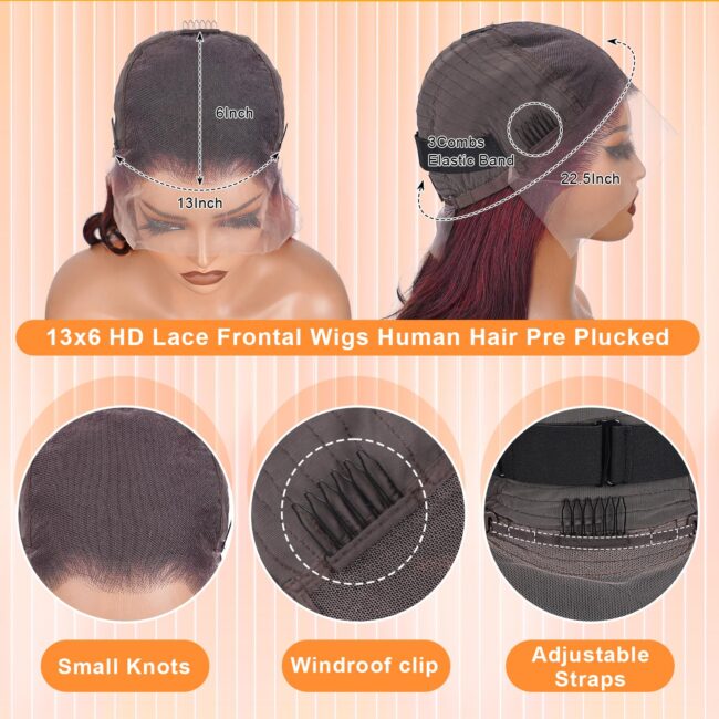 13x6 Short Loose Body Wave Frontal Lace Wig – Human Hair, Pre Plucked, Glueless Design for Women - Image 4