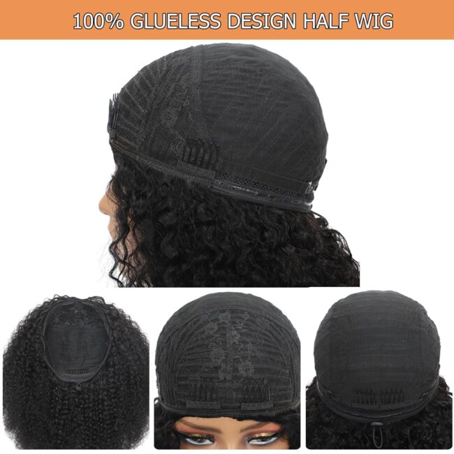 3-in-1 Seamless Flip-Over Kinky Curly Half Wig – 200% Density, Glueless Wear-and-Go, Beginner-Friendly Curly Half Wig Human Hair - Image 4