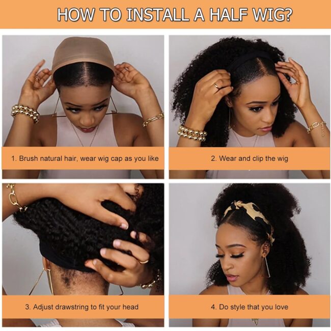 3-in-1 Seamless Flip-Over Kinky Curly Half Wig – 200% Density, Glueless Wear-and-Go, Beginner-Friendly Curly Half Wig Human Hair - Image 3