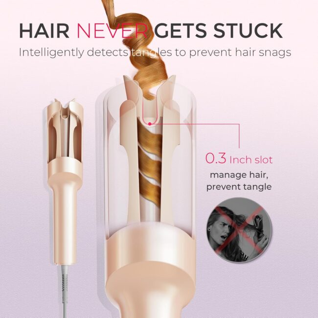Curl. Release. Wow. – Automatic Rotating Curling Iron with 500 Million Ionic & Dual Voltage Peach - Image 5