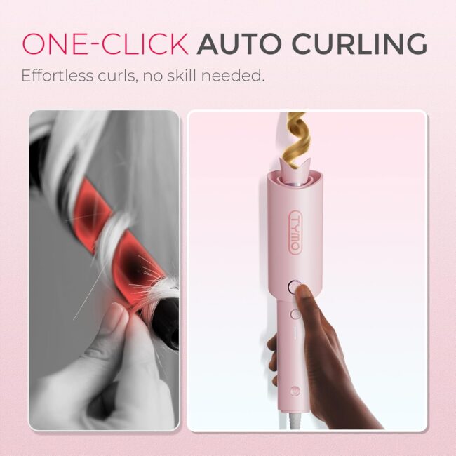 Curl. Release. Wow. – Automatic Rotating Curling Iron with 500 Million Ionic & Dual Voltage Peach - Image 8