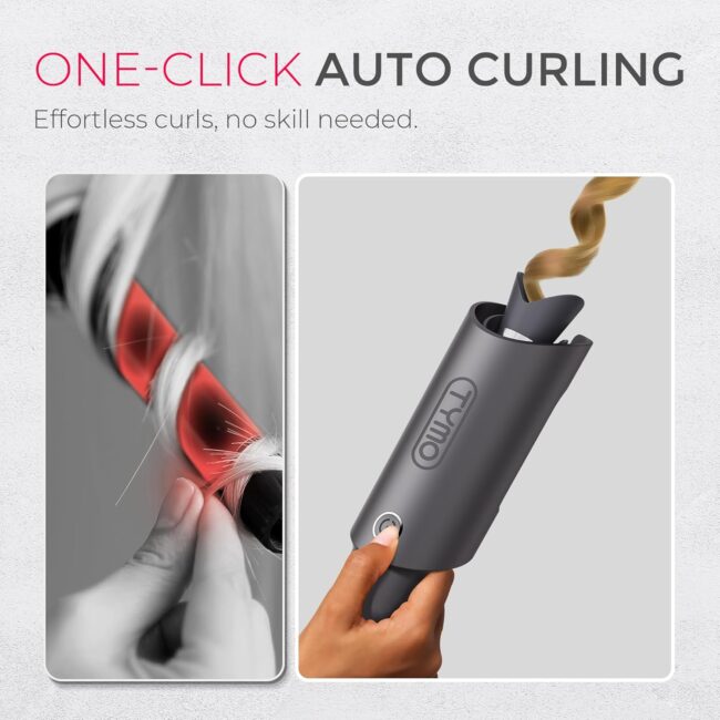 Automatic Rotating Curling Iron – Portable Hair Curler, 500 Million Ionic, Dual Voltage & Lightweight for Travel, Ceramic Coating, 1 1/4 Inch Metallic Gray - Image 3