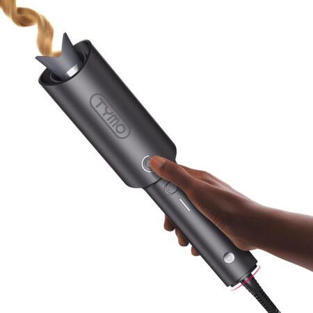 Automatic Rotating Curling Iron – Portable Hair Curler, 500 Million Ionic, Dual Voltage & Lightweight for Travel, Ceramic Coating, 1 1/4 Inch Metallic Gray