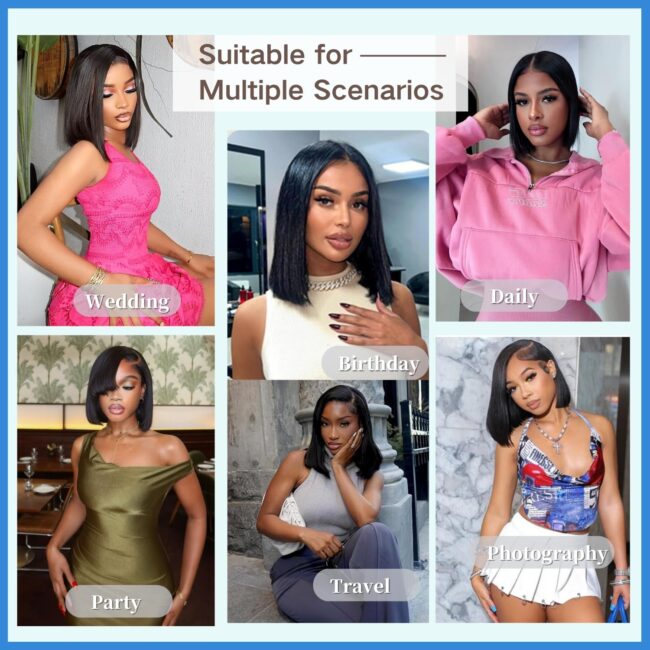 Glueless 4x4 HD Straight Lace Frontal Bob Wig 180% Density – Human Hair, Pre Plucked, Natural Hairline, Short Glueless Wigs - Image 7