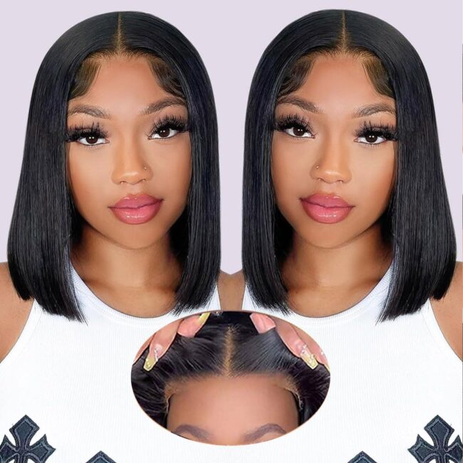 Glueless 4x4 HD Straight Lace Frontal Bob Wig 180% Density – Human Hair, Pre Plucked, Natural Hairline, Short Glueless Wigs - Image 2