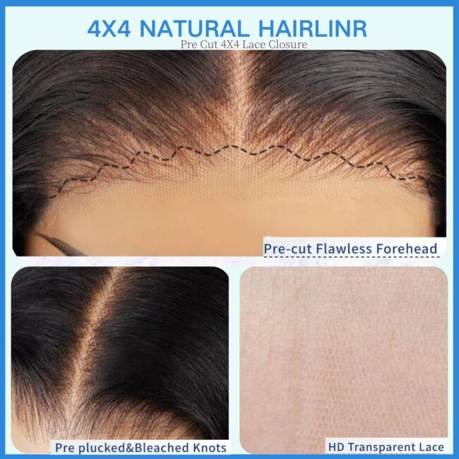 Glueless 4x4 HD Straight Lace Frontal Bob Wig 180% Density – Human Hair, Pre Plucked, Natural Hairline, Short Glueless Wigs - Image 4