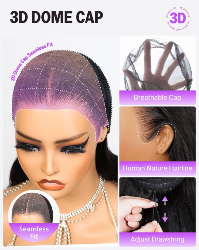 Luscious Waves, Seamless Fit – 13x6 Body Wave Glueless Frontal Wig with Drawstring & 220% Density - Image 3