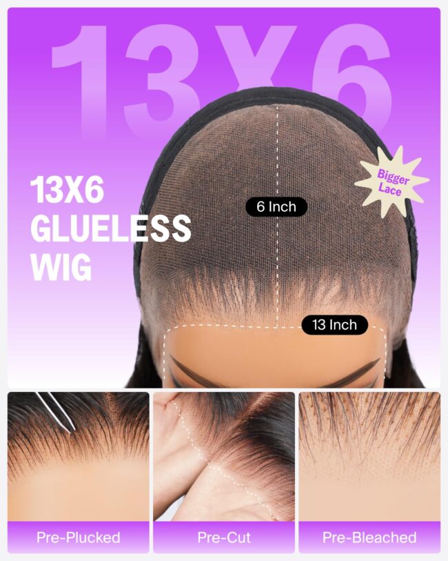 Luscious Waves, Seamless Fit – 13x6 Body Wave Glueless Frontal Wig with Drawstring & 220% Density - Image 2