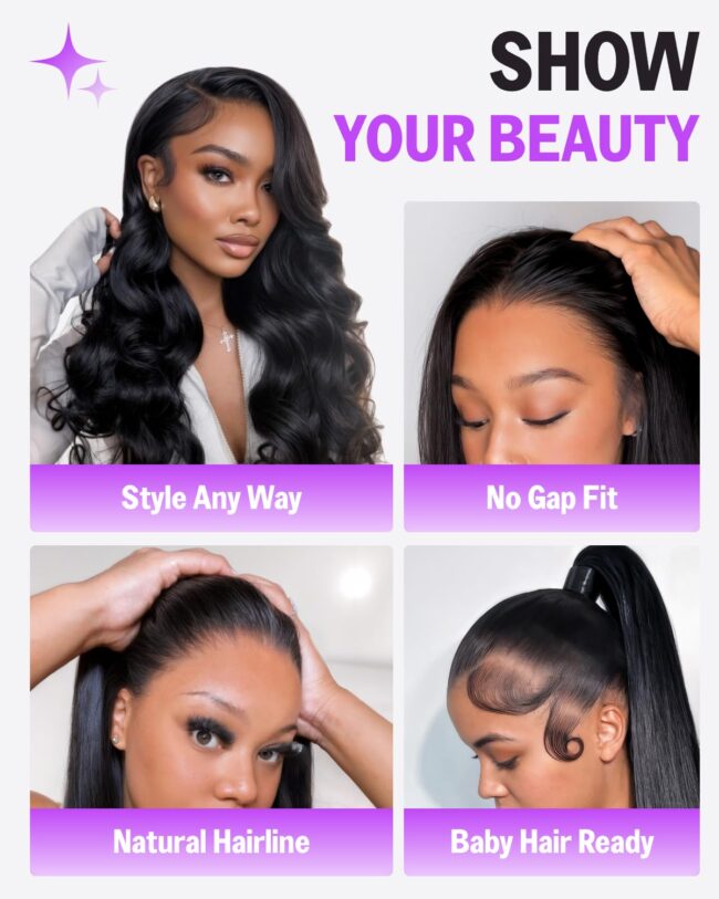 Luscious Waves, Seamless Fit – 13x6 Body Wave Glueless Frontal Wig with Drawstring & 220% Density - Image 6