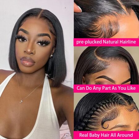 Pre-Plucked Pre-Cut 13x4 Skin-Like Lace 200% Density Straight Short Bob Wig – Human Hair, No-Trim, Ready to Wear