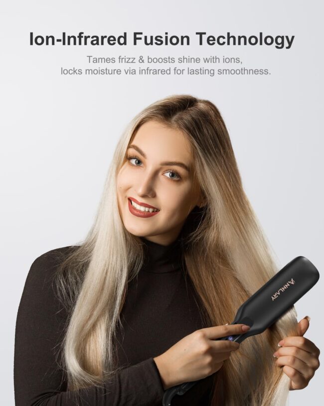 Smooth. Shine. Strength – 1.75” Titanium-Ceramic Flat Iron with Infrared & Ionic Tech - Image 3