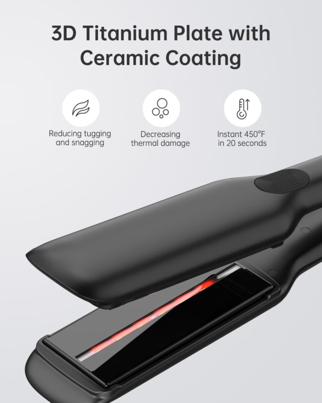 Smooth. Shine. Strength – 1.75” Titanium-Ceramic Flat Iron with Infrared & Ionic Tech - Image 5