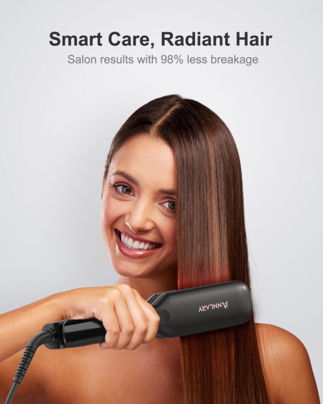 Smooth. Shine. Strength – 1.75” Titanium-Ceramic Flat Iron with Infrared & Ionic Tech