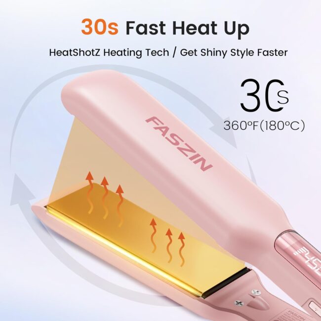 1.65" Wide-Plate Titanium Negative Ion Flat Iron – 30s Rapid Heating, LED Temp Display, Wide Voltage & 10 Adjustable Temp Levels (260–450℉) - Image 4