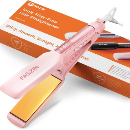 1.65" Wide-Plate Titanium Negative Ion Flat Iron – 30s Rapid Heating, LED Temp Display, Wide Voltage & 10 Adjustable Temp Levels (260–450℉)