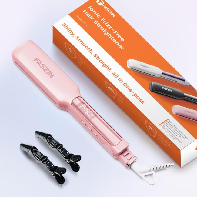 1.65" Wide-Plate Titanium Negative Ion Flat Iron – 30s Rapid Heating, LED Temp Display, Wide Voltage & 10 Adjustable Temp Levels (260–450℉) - Image 9