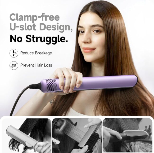 Straighten Without the Sizzle – Zero Touch Air Hair Straightener & Styling Blow Dryer (Starlight Purple - Image 5