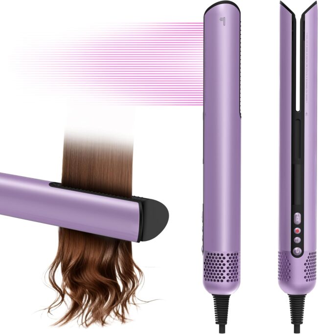 Straighten Without the Sizzle – Zero Touch Air Hair Straightener & Styling Blow Dryer (Starlight Purple
