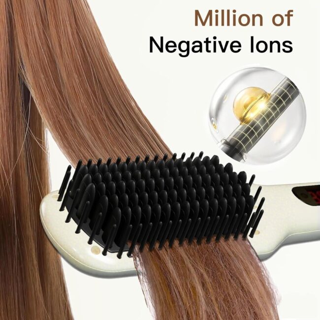 MegaWise Pearl White, Hair Straightener Brush Series, Where Speed Meets Salon Perfection - Image 5