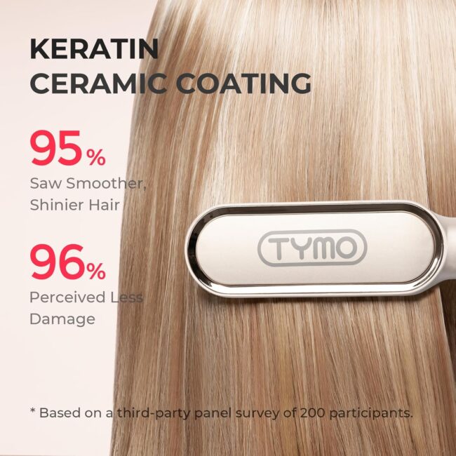 Elegant Gold TYMO Ring Hair Straightener – Comb Straightening Brush for Women with 5 Temps, 20s Fast Heating & Dual Voltage - Image 4