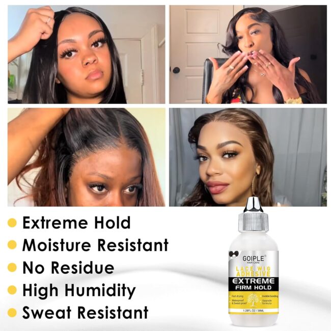 Unbreakable Hold. Invisible Finish – 4PCS Waterproof Lace Adhesive & Applicator Kit for All-Day, All-Weather Confidence! - Image 4
