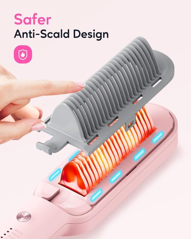 Wavytalk 6 Temperature Adjust, Anti-Scald Ceramic Hair Straightener Comb – Fast Heating for Home & Salon, Dual Voltage - Image 5