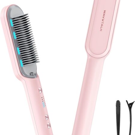 Wavytalk 6 Temperature Adjust, Anti-Scald Ceramic Hair Straightener Comb – Fast Heating for Home & Salon, Dual Voltage