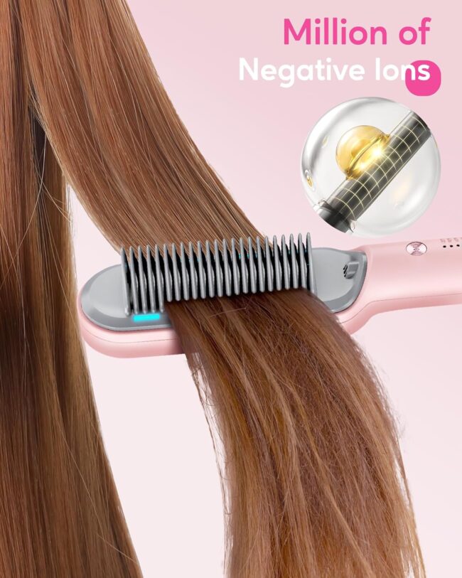 Wavytalk 6 Temperature Adjust, Anti-Scald Ceramic Hair Straightener Comb – Fast Heating for Home & Salon, Dual Voltage - Image 7