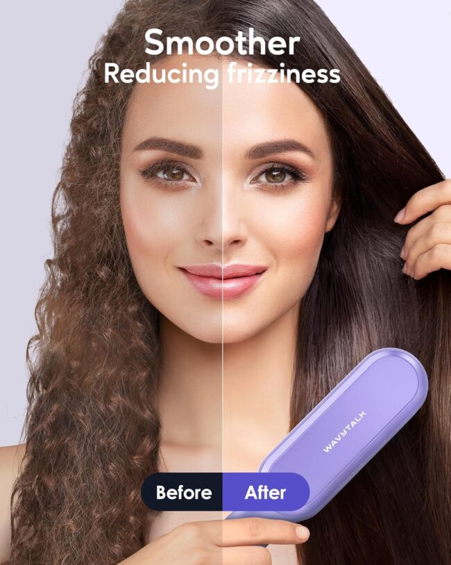 Wavytalk 6 Temperature Adjust, Anti-Scald Ceramic Hair Straightener Comb – Fast Heating for Home & Salon, Dual Voltage Purple - Image 3