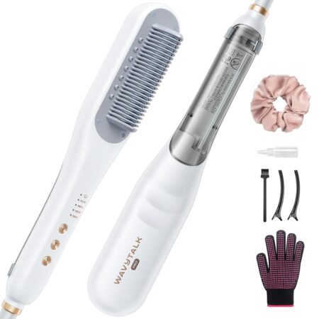 Wavytalk Pro Steamline Pro 3-in-1 Straightener Brush. Features steam infusion, 3 styling modes, and ceramic bristles to reduce damage, nourish hair, and straighten faster