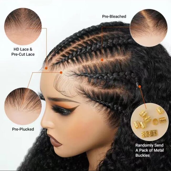 ✨ Unstoppable Curls, Unbreakable Hold – 13x6 Deep Curly Braided Lace Wig with 200% Density & Baby Hair! ✨ - Image 5