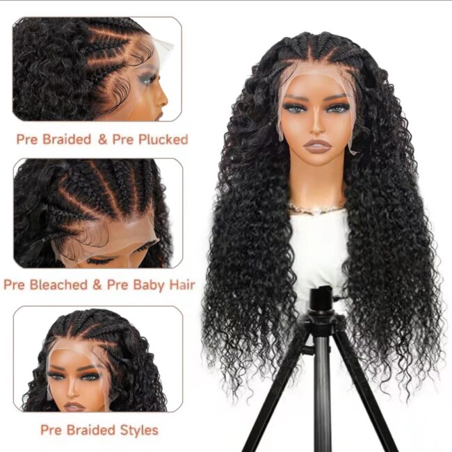 ✨ Unstoppable Curls, Unbreakable Hold – 13x6 Deep Curly Braided Lace Wig with 200% Density & Baby Hair! ✨ - Image 4