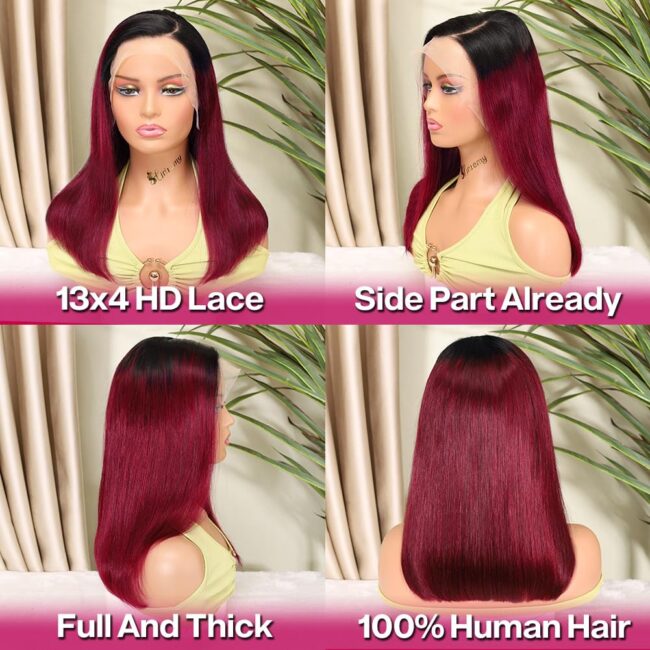 13x4 HD Lace Front Short Straight Bob Wigs – Human Hair, Pre Plucked, Glueless, Side Part, 180% Density - Image 4