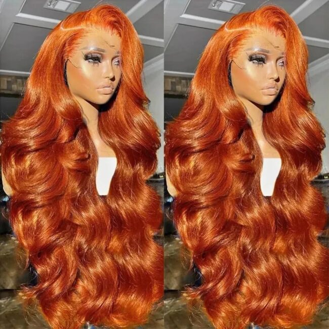 13x6 Body Wave HD Lace Frontal Wigs Human Hair – Ginger Orange Wig, 200 Density, Pre Plucked - Image 4