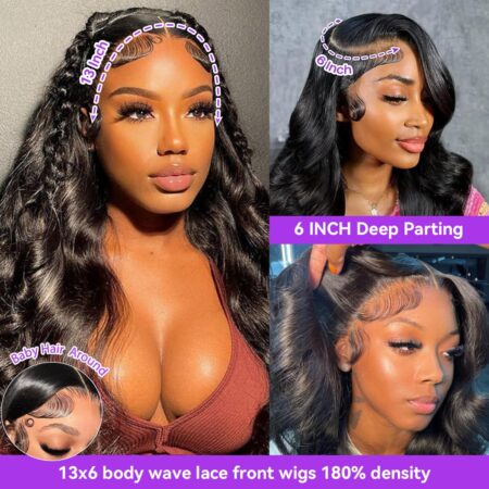 Fiery Waves, Flawless Front — 13x6 Body Wave HD Lace Frontal Wig in Natural Black