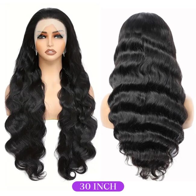 Fiery Waves, Flawless Front — 13x6 Body Wave HD Lace Frontal Wig in Natural Black - Image 4