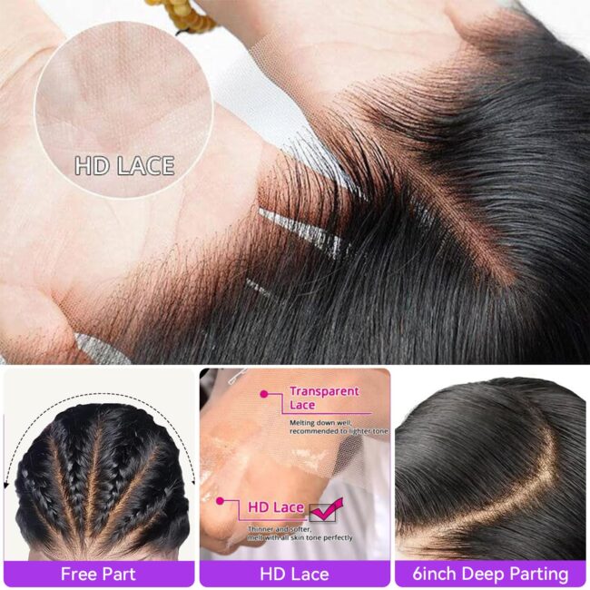 Fiery Waves, Flawless Front — 13x6 Body Wave HD Lace Frontal Wig in Natural Black - Image 5