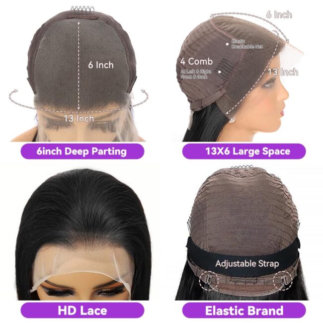 Fiery Waves, Flawless Front — 13x6 Body Wave HD Lace Frontal Wig in Natural Black - Image 6
