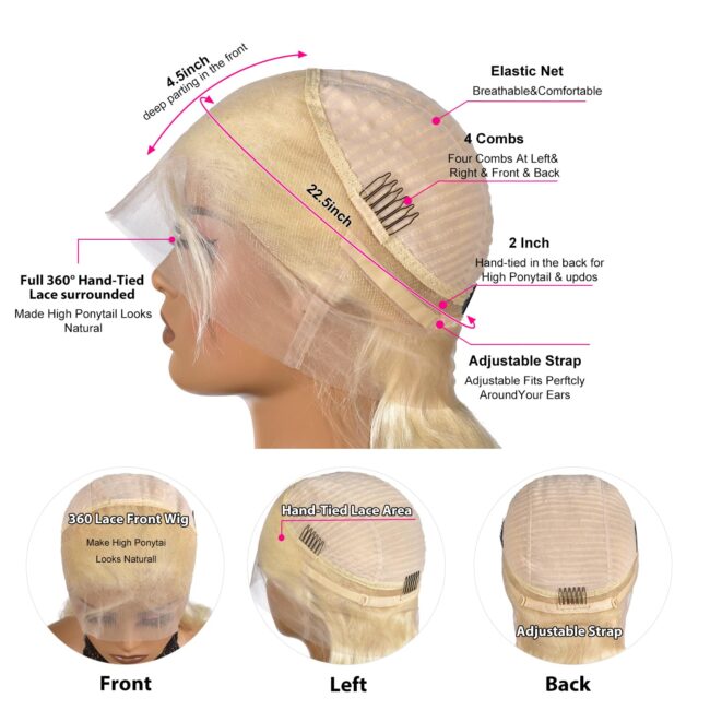 Golden Glamour. Full Coverage. Seamless Realness – 360 Body Wave Blonde Lace Front Wig - Image 5