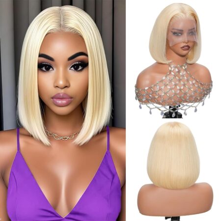 Golden Glow. Bob Perfection – 6x13 Blonde Bob Wig with HD Lace Frontal & Baby Hair