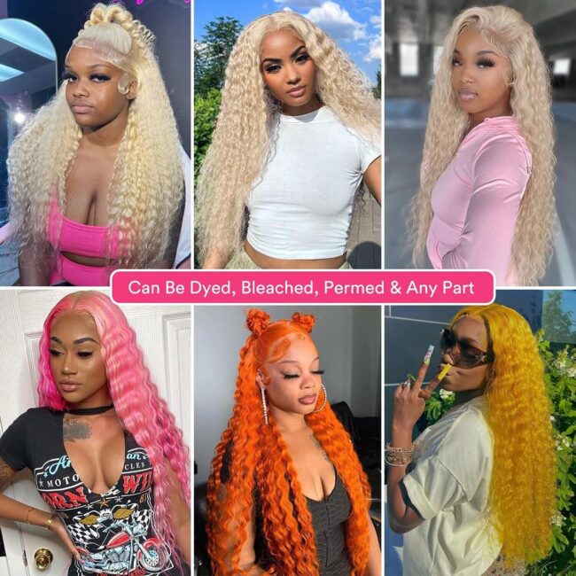 Golden Waves. Seamless Finish – 4x4 Blonde Lace Closure with 3 Bundles Wet & Wavy Deep Wave Human Hair Extensions - Image 6
