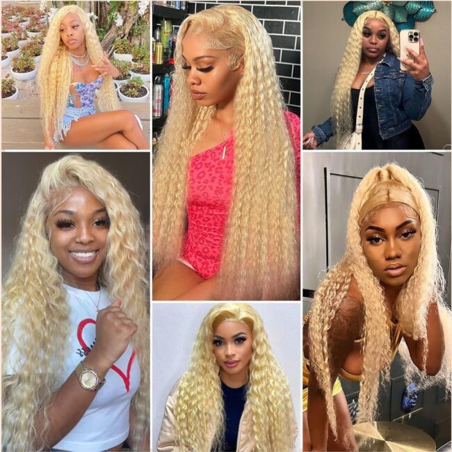 Golden Waves. Seamless Finish – 4x4 Blonde Lace Closure with 3 Bundles Wet & Wavy Deep Wave Human Hair Extensions - Image 7