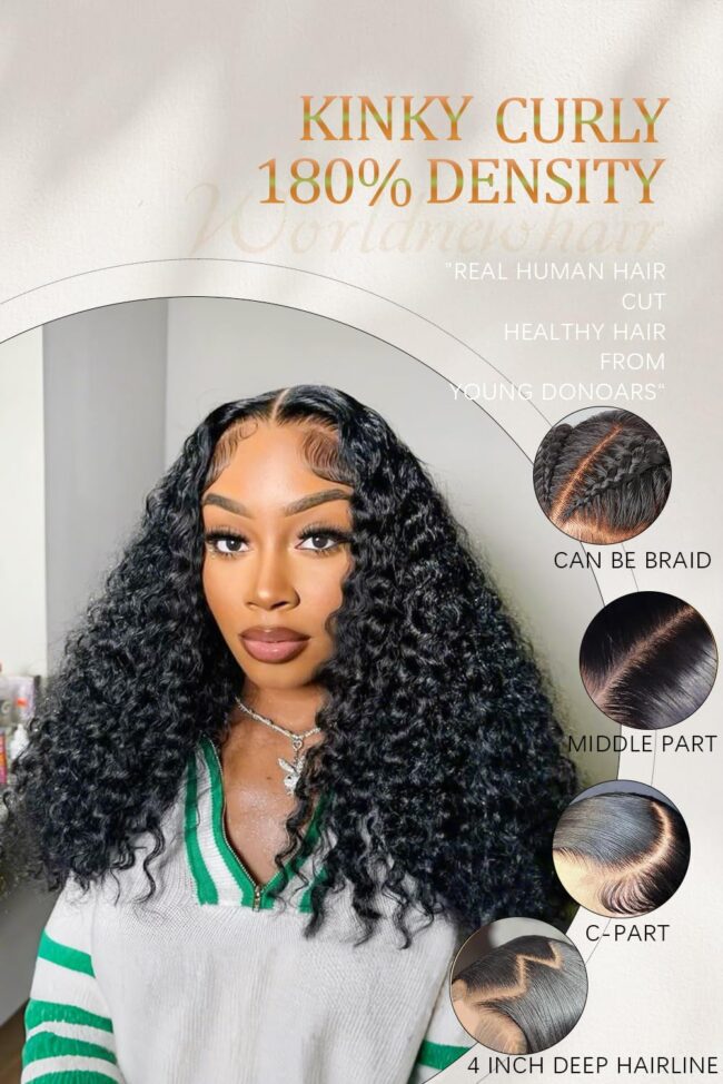 Kinky. Curly. Real. – 13x4 Lace Frontal Kinky Curly & Deep Wave Wig in 10A Grade Virgin Brazilian Hair - Image 3