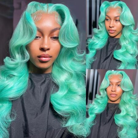 Mint Magic. Wave Wonder. Real Hair Perfection – 13x4 HD Lace Frontal Mint Green Body Wave Wig