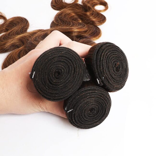 Highlight Body Wave Bundle – Brown Human Hair, Brazilian 100% Unprocessed Virgin Extensions, Double Weft Piano Color - Image 3
