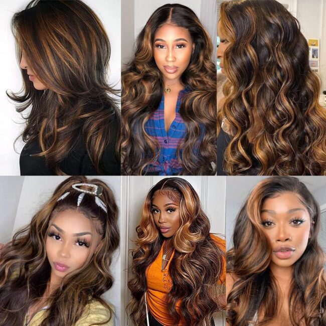 Highlight Body Wave Bundle – Brown Human Hair, Brazilian 100% Unprocessed Virgin Extensions, Double Weft Piano Color - Image 4
